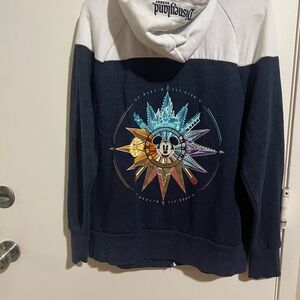 Disney Navy and White Hoodie with embroidered Mickey Compass Design